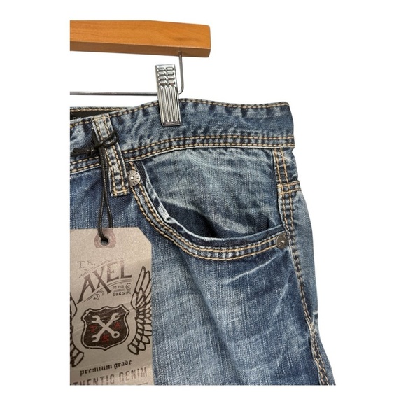 Axel Jeans Treadwell Relaxed Straight Fit Men’s Embellished Faded JeanNew 38 X32 - Picture 5 of 16